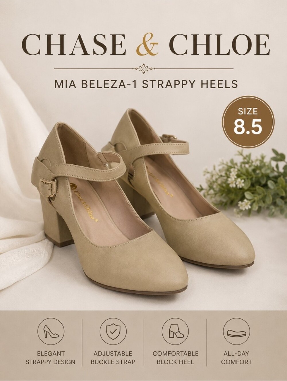 CHASE & CHLOE Mia Beleza-1 strappy heels 8.5